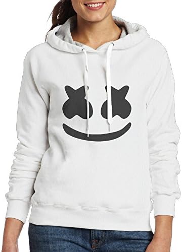 WoldGirls Womens Cool Marshmello Face Floral Printed Long Sleeve Hoodies Sweatshirts Warm Without Pocket