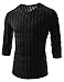 (THK02) Mens Slim Fit Twist Tee Crew Neck Lightly See-Through Stretchy Tshirts Black US M(Tag Size 2XL)