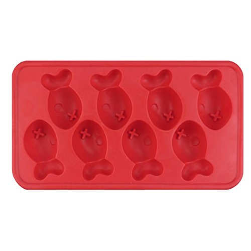 Vibola Novelty Gift Fish Shapes Flexible 8 Ice Cube Tray Mold Rubber Ice Cube Freeze Mold Ice Maker(Random Color)