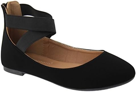 ANNAWomens Dana Closed Toe Ankle Strap Slide Flats