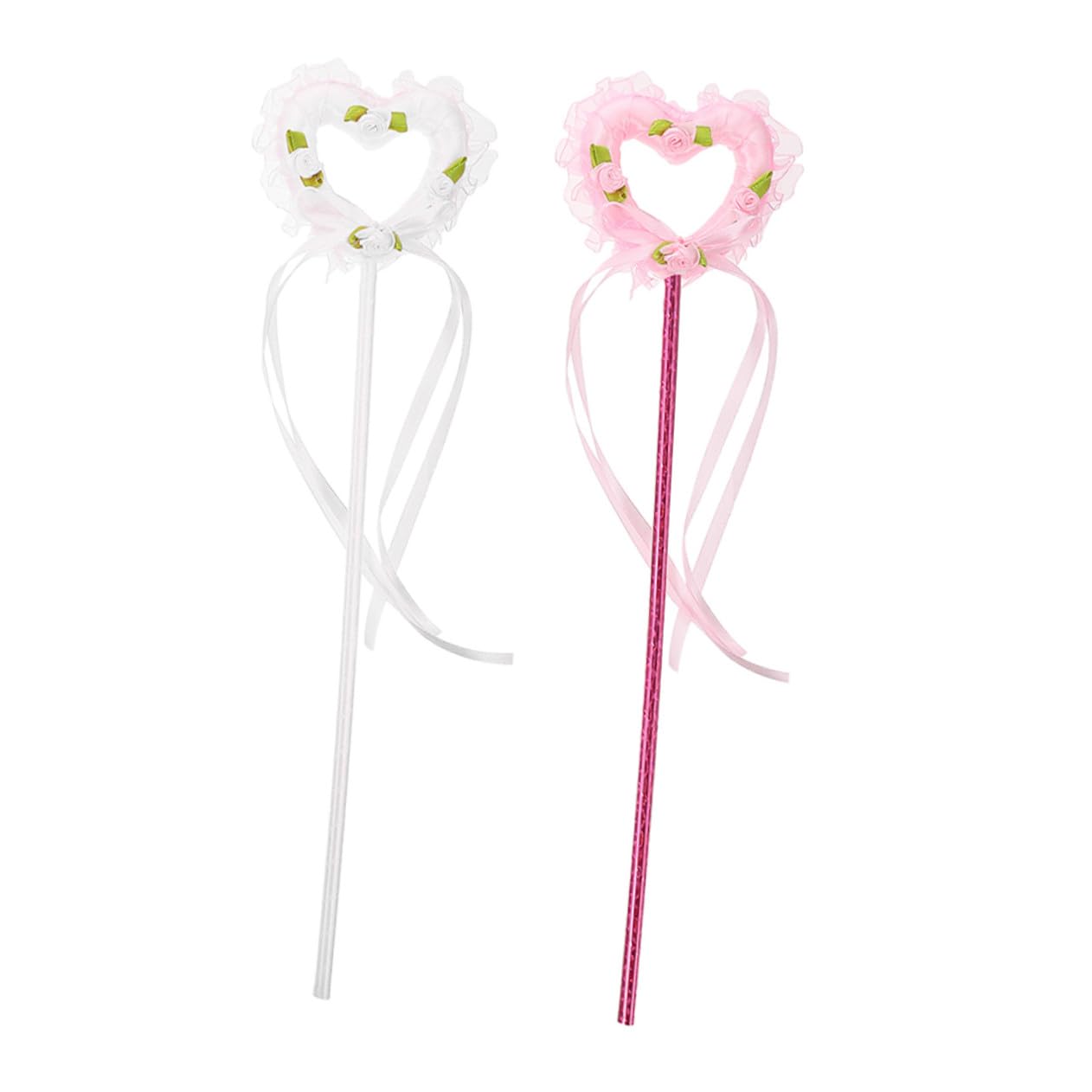 BESPORTBLE 2pcs Heart Fairy Wands Light Up Costume Props for Cosplay Stage Performance Lightweight Easy for Birthday Parties and Dress Up