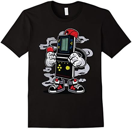Mens Vintage Cartoon Gamer Shirt 2XL Black