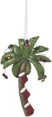 Festive Green Palm Tree 525 Inch Resin Decorative Holiday Ornament