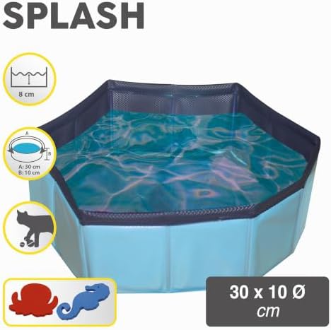 Piscine Jeu en Plastique Pliable avec Jeux Flottants Inclus pour Chat