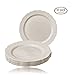 Silver Spoons Party Disposable 10 pc Dinnerware Set | 10 Dessert Plates | Heavyweight Plastic Dishes | Elegant Fine China Look | for Upscale Wedding and Dining (Vintage Collection – Cream | 7.5 Inch)