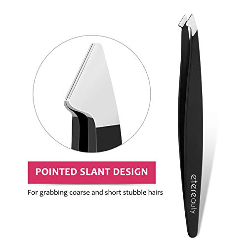 Tweezers Set - Etereauty 3 Pieces Professional Stainless Steel Slant Tip And Pointed Eyebrow Tweezers Set For Facial Hair, Ingrown Hair, Splinter