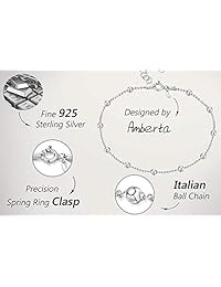 Amberta Tobillera de plata de ley 925 ajustable, pulsera, tobillera clásica de cadena, de 9 a 10 pulgadas, ajuste flexible