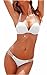 Indrah Women Sexy Push up Padded Swimsuit Bikini Set and Circular Metal,White,(US Size 2-4)S