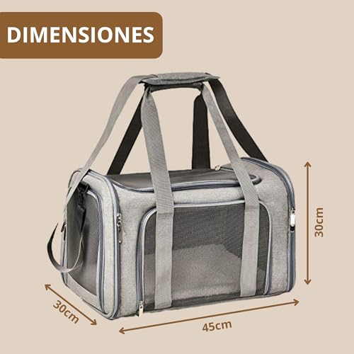 PAW PANACHE - Airplane friendly cat carrier - Soft and foldable bag up to 8 kg with handle and strap - ideal for travel and car