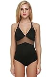 Ekouaer Womens Swimsuits One-Piece Sexy Bathing Suit Mesh Patchwork Monokini XS-XL