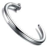 Kstyle Jewelry Mens Stainless Steel Bracelet, Silver, Screw, Bangle, 7.5