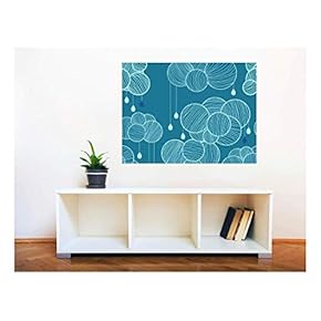 Removable Wall Sticker/Wall Mural - Seamless Pattern with Clouds and Rain in Sky | Creative Window View Home Decor/Wall Decor - 24"x32"