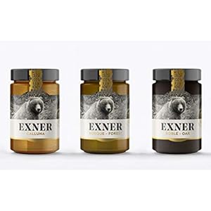 EXNER 100% Artisanale Rauwe Honing, Raw Honey, 3 soorten: CALLUNA HEIDE (420 gr) EIK (450 gr) en BOS (450 gr), – Natuur…