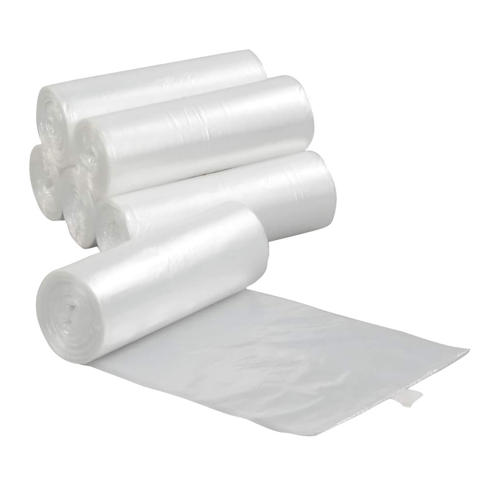 Ponpong 15 Litre Clear Garbage Bin Bags, Bin Liners, 6 Rolls, Pack of 150