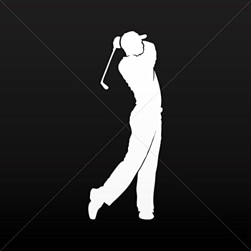 Stickers Decal Golf Player Figure Car door Hobbies Sports ca White (5 X 1.98 Inches)