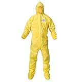 Kleenguard A70 Chemical Spray Protection Coveralls (00684) Suit, Hooded, Booted, Zip Front, Elastic Wrists, Size XL, Yellow, 12 Garments / Case