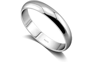 Meilanduo Solid 925 Sterling Silver Dome High Polish Plain Ring Classic Eternity Wedding Band Comfort Fit, Size 3 to 12 for Men Women