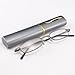 Ultra Slim Polished Full Frame Lightweight Unisex Men Women Eyewear Reading Glasses w/ Portable Aluminum Pen Clip Tube Case (+1.00, Gunmetal frame)
