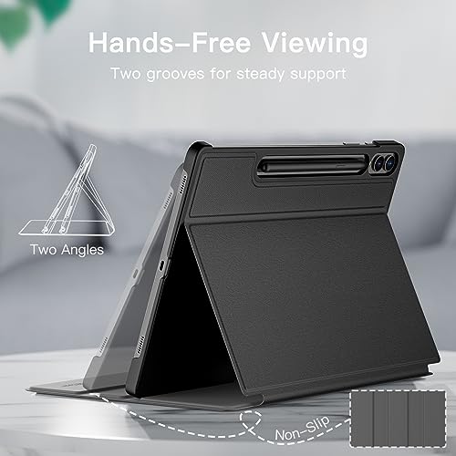 JETech Funda para Samsung Galaxy Tab S10 Plus/Tab S9 Plus 12.4 Pulgadas con S Pen Soporte, Slim Folio Protectora Tablet Carcasa, Múltiples Ángulo de Visión (Graphite Negro)