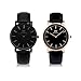 zeiger New Mens Women Lady Fashion Casual Business Black Dial Analog Quartz Watch with Leather Band (Black and Rose Gold)
