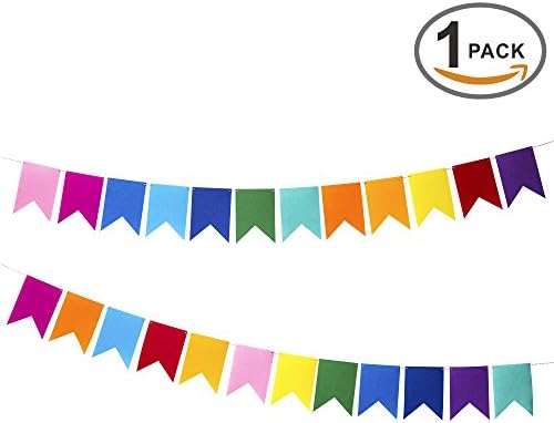 12 Pcs/ 8.2 Feet (1 Pack) Felt Fabric Banner, Vintage Multicolor Bunting Flags, DIY Decoration Banners for Birthday Party, Wedding, Baby Shower, Window Decorations, Children's living room decoration