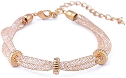 XIEXIE South Korea Gold Wire Mesh Crystal Twist Flower Gear Lady Bracelet , golden