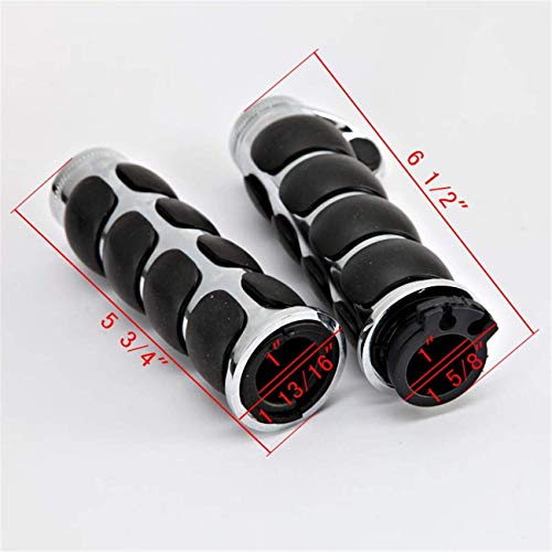 Motorcycle Handlebar Grips 1" 25mm Non-slip Hand Grip For Motorcycles Cruisers Motor bikes Choppers (Black-B)