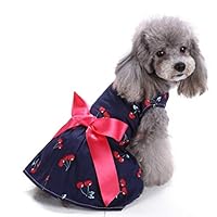 TeDUnaxxme Cute Cherry Pattern Sleeveless Pet Dog Puppy Princess Bowknot Dress Clothes - M Cherry