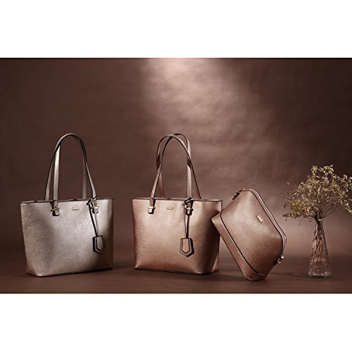 LOVEVOOK Handtasche Damen Shopper Schultertasche Blau Umhängetasche Damen Geldbörse Tragetasche Groß Damen Tasche Tote für Büro Schule Einkauf Reise Leder Handtasche 3-teiliges Set, Khaki, M