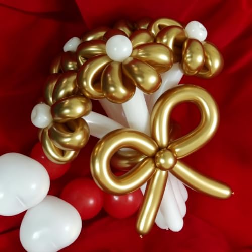 WENAUANG 100 Pieces Long Metallic Balloons, Balloon, Balloon Shapes with Balloon Pump, Magic Latex Balloons for Animals, Parties, Birthdays, Decoration and DIY Crafts