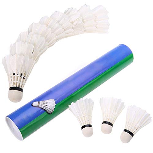 Alapaste 12-Pack Badminton Shuttlecocks Goose Feather Shuttlecocks Stable Durable Sports Training High Speed Badminton Birdies Balls,White - Thumbnail 3