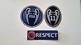 Real Madrid FC 2016-2017 Champions League Patch Set Uefa Champions Ball 2016, Respect + Trophy 11 of Honor Football Patches Soccer Jersey Badges by SportingID
