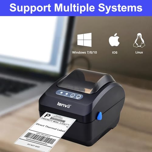 LENVII 3 Inch (80mm) Thermal Label Printer | 203 DPI High-Speed Barcode Printer | 127mm/s Printing for Shipping Labels | Compatible with Windows & Mac | Retail,Logistics & E-Commerce 2"-3" Label Width