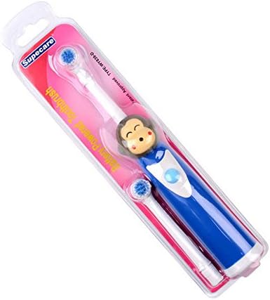 Juru Children's electric toothbrush boy girl toothbrush cute cartoon tiger monkey dental oral care mouth cleaning brush head (The monkey)