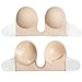Gelma Invisible Adhesive Bra Silicone Backless Strapless Bra Women Push up Deep U Plunge Bra Nude Cup D