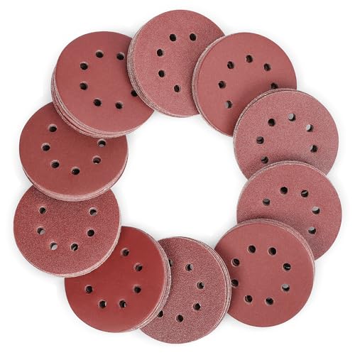 WORKPRO Disques de Ponçage 125mm 150 Pièces, Disques Abrasifs avec 8 Trous