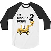 Tstars Construction 2nd Birthday Shirt - I'm Digging Being 2 Raglan T-Shirt Gift for Toddler Boys and Kids