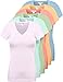 TL Women's 4 or 6 Pack Comfy Basic Cotton Short Sleeves Solid V-neck T-shirts