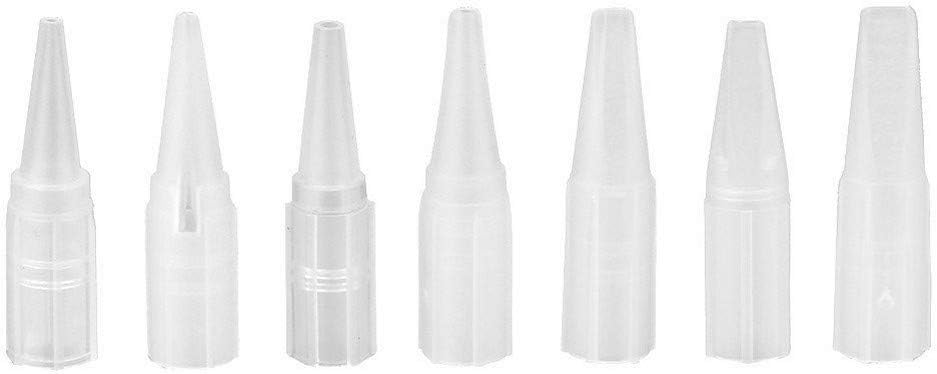 50PCS Clear White Eyebrow Tattoo Needle Tips Permanent Makeup Tattoo Nozzle Caps Disposable 1R/3R/5R/5F/7F (7F)