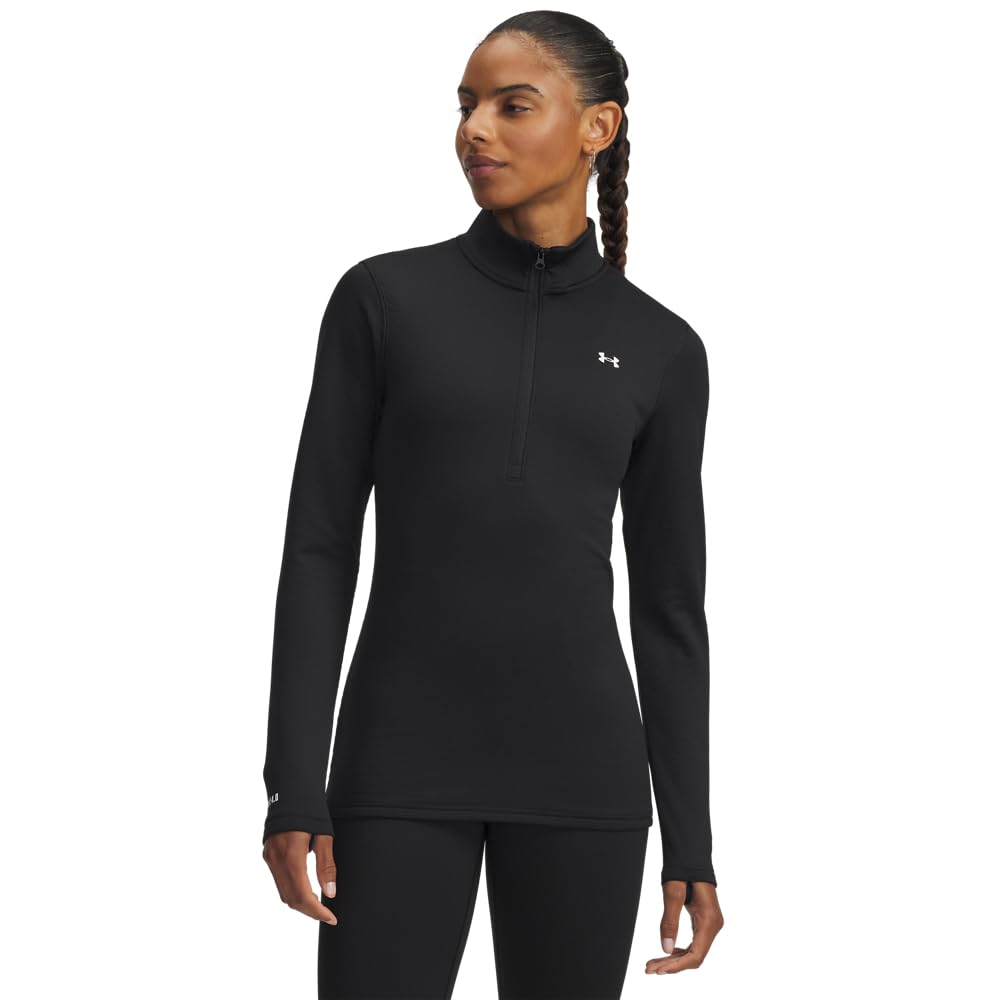 Under Armour Women’s Packaged Base 4.0 Half Zip, (002) Black / / White, X-Large