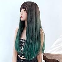 D Jh Gradient Color Long Straight Hair Wig Female Chemical Fiber