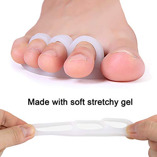 Skyfoot’s Hammer Toe Straightener 3 Loops - Toe Spreader Gel Toe Corrector Pack of 6 (White)