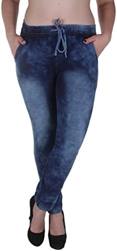 JFP1464P - LAVO Jeans - Women Plus Size Elastic Waist Jogger Capri Pants in Dark Blue Size 1XL