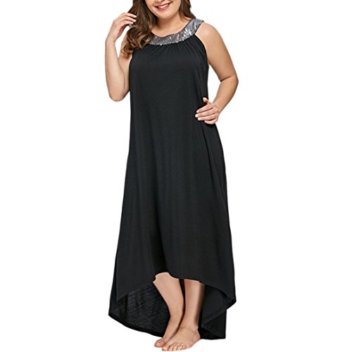 Plus Size Dress,Clearance! AgrinTol Women Sleeveless Beads Collar Solid Party Dress (3XL, Black)