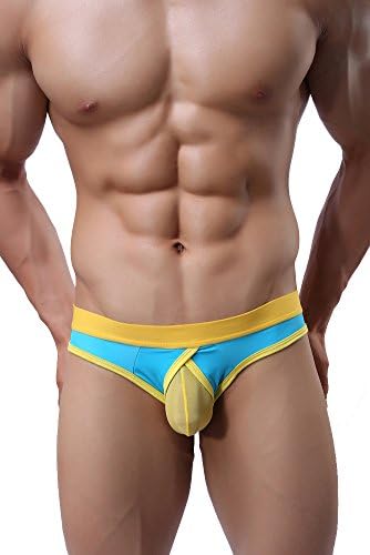 Eurous Mens Underwear Chinlon Briefs Front Opening W/Mesh Tanga