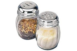 6-Ounces Glass Spices Shaker With Perforated Stainless Steel Top And Parmesan Cheese Shaker With Slotted Stainless Steel Top/
