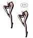 E-Laurels Women's Sheer Crotchless Pantyhose High Waist Open crotch Tights Shiny Silk Stockings Ultra Shimmery (2Pcs Black)