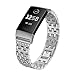 Kuxiu Bling Metal Bands Compatible with Fitbit Charge 3/ Charge 3 SE, Replacement Accessories Wristband Bracelet w/Rhinestone for Women Men (Metal Silver)