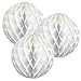Just Artifacts 3pc Tissue Paper Honeycomb Ball (12-Inch, White)
