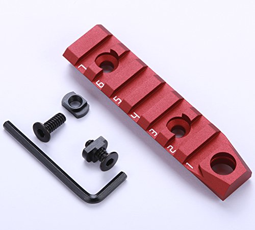 TuFok Mlok Rail Section Aluminum - M-lok Picatinny Rail Adapter, Rifle Rail Attachment with 3/8" QD Sling Mount Swivel Socket(for Two Point Sling)(7-Slot,Red) - Thumbnail 2